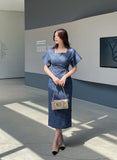 Even Square Neck Shirring Long One Piece