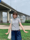 Cookel seersucker check short sleeve shirt