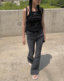 Lare washing denim bootcut pants