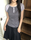 Pori Star Printing Raglan Puff Short Sleeve T-Shirt