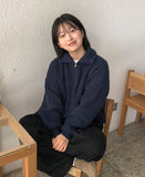 [unisex] Hobella High Neck Half Zip-Up Knit Cardigan