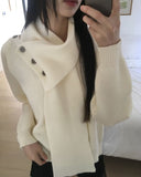 [Muffler SET] Seon Muffler Two-Way Button V-Neck Knit