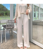 Tight Pleats Slim Semi-Wide Straight Banding Pants