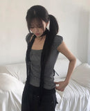 Rie Stripe Button Puff Short Sleeve T-Shirt