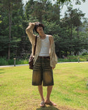 Deuce Cat Washed Bermuda Denim Pants