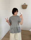 Vimin Color Frill Tiered Short Sleeve Tee