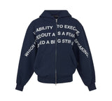 lettering hoodie zip-up