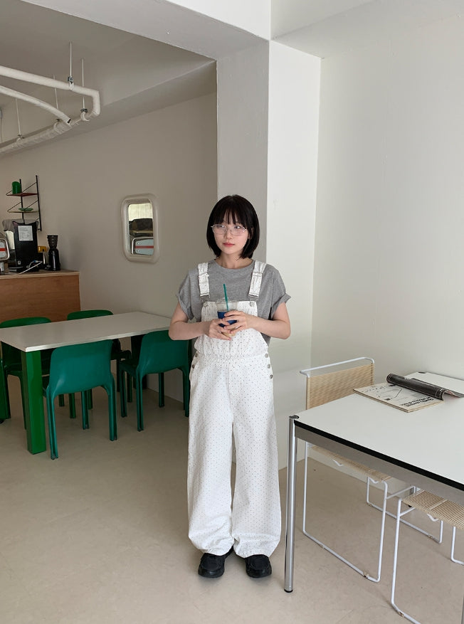【BAON】Curimi Dot Cotton Suspender Pants BAON (バオン) - キュリミドットコットンサスペンダーパンツ