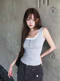 Mue Button Ribbed Sleeveless