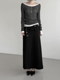 Renne See-through Boat Neck Long Sleeve Tee
