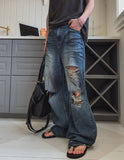 Lining Destroyed Denim Pants