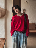 Bone linen V-neck knit