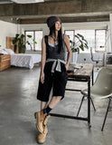 Yojeu Button Ribbed Layer Sleeveless