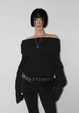 (WOOL) BOUCLE OFF-SHOULDER KNIT
