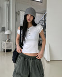 Needs ribbed button unbalanced shoulder t-shirt
