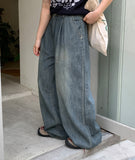 Otsui Pintuck Summer Washing Wide Denim Pants