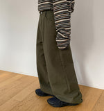Shio hidden banding cotton wide pants