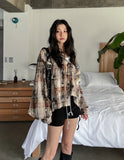 Vince damage checked hoodie jacket