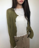 Fan-on Pendant Round Knit Crop Cardigan