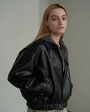 Overfit Curved Glow Leather Jacket