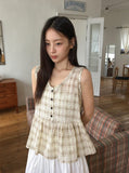 [BAONHAUS] Korine Flower Shirring Sleeveless Blouse