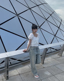 Chewy Washed Denim Wide Pants