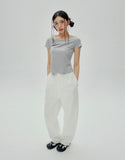 W U-Neck Crop Slim T-shirt