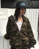 Chebo Military Camo Oversized-Fit Hood Zip-Up