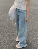 Hayu Light Blue Denim Wide Pants