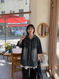 [unisex] Ryuhu Vintage Denim Hood Short Sleeve Shirt