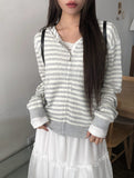 Groo Punching Stripe Knit Hood Zip-Up