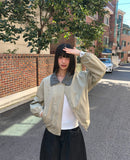 Puzzing Color Matching Check Pattern Collar Cotton Long Sleeve Jacket