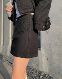 Rank Black Denim Mini Skirt