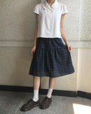 Kiro Check Tiered Banding Midi Skirt