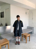 [unisex] Heiko Stitch Pocket Denim Over Short Sleeve Shirt
