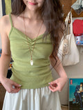 Vito Shirring Punching Layered Color Sleeveless