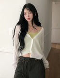 Dearly See-through Deep V-neck Cardigan