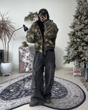 Henard Camo Quilted Hood Jumper