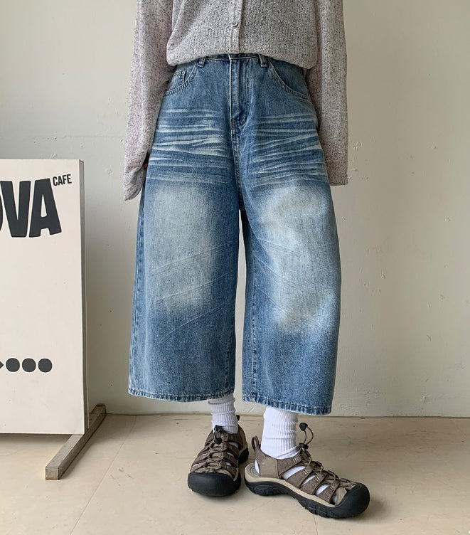 【BAON】Belkyo Washing Denim Bermuda Pants BAON (バオン) - ベルキョウウォッシュ加工デニムバミューダ