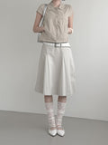 Cotton Gored Flare Midi Skirt