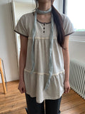 Hanami Lace U-neck Button Short Sleeve Tee