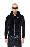 LOGO HOOD VELVET JACKET