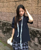 [BAONHAUS] Fahin Linen Frill Short Sleeve Blouse