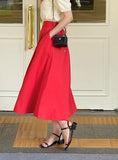 Posh Pin Tuck Flare Banding Long Skirt