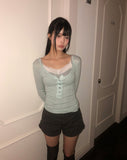 Echoes Button Long Sleeve T-shirt