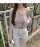 Layered Halterneck Inner Fake Layered Cardigan