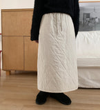 Longmi banding quilted long skirt