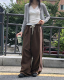 Kinda Track Snap Button Wide Long Training Pants