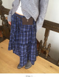 Solpa Check Flare Tiered Long Skirt