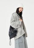 Checkerboard cotton mesh hood zip-up